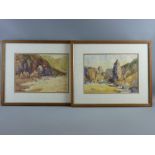 EDWIN GLASGOW (Liverpool) watercolours, a pair - rocky coastal scene with two figures on the