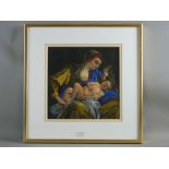 CLAUDIA WILLIAMS pastel - mother with sleeping child, signed with initials, 28 x 28 cms