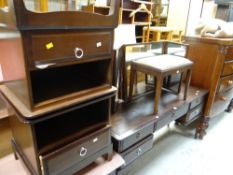 Parcel of Stag bedroom furniture comprising mirror dressing table & stool, bedside cabinets,