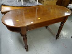 A vintage mahogany D-ended console table
