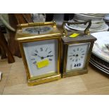 A Swansea Goldsmith's brass carriage clock together with another (A/F)