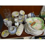 Tray of various china including plates, Burleighware, Sandon pattern teaware etc