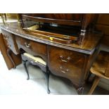 Reproduction mahogany bow fronted mirrored dressing table & stool