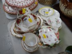 A small parcel of Royal Albert 'Old Country Roses' including mugs, milk & sugar bowl together