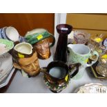 Royal Doulton Toby Jug 'Arriet', Sylvac Toby Jug, glass vases etc