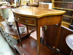 A Reprodux mahogany & yew shaped top hall table
