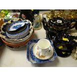 A parcel of various china including blue & white, Royal Doulton 'Snowman' mug, teapots etc
