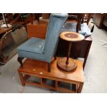 Lightwood Long John coffee table, bedroom chair & lamp table