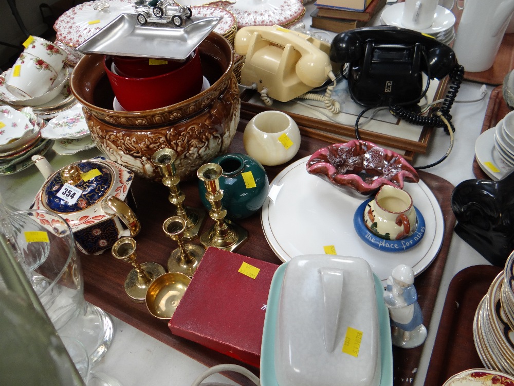 Tray of various collectables including Poole butter dish, Royal Worcester cake plate, brass - Image 3 of 3