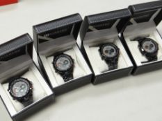 Four Barkers of Kensington gent's 'Mega Sport' grey faced wristwatches