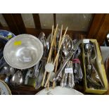 A tray of loose flatware