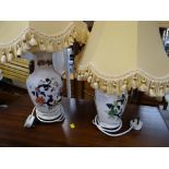 A Masons Blue Mandalay & Chartreuse table lamps E/T