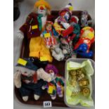 Collection of vintage child's clown dolls etc