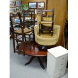 A parcel of furniture to include reproduction oval coffee table, bedroom chair, wicker chairs &