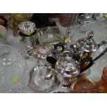 Parcel of mixed EPNS items including teaware, bottle holder etc