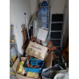 Parcel of tools including power tools, garden tools, stepladders etc