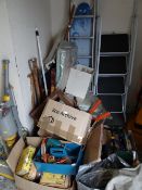 Parcel of tools including power tools, garden tools, stepladders etc