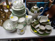 A Shelley 'Shamrock' patterned part-teaset together with a gilt & green Woods & Sons, Lincoln