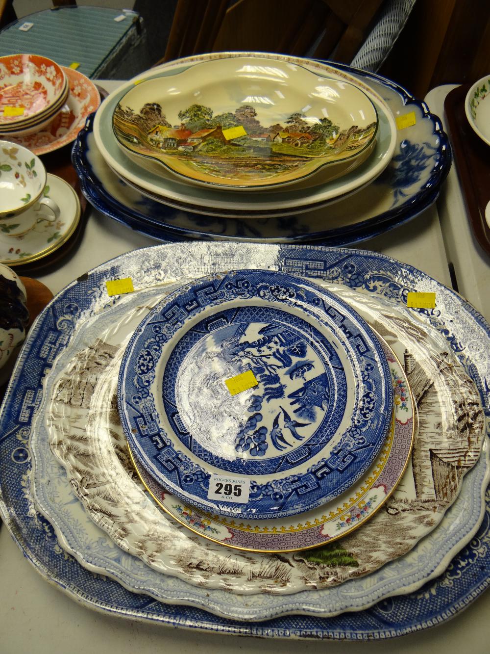 Parcel of blue & white plus other woodsware & Royal Doulton platters & plates etc - Image 2 of 3