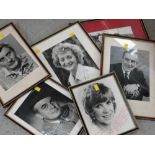 Parcel of framed, some signed, photographs of mainly TV stars including Mavis Riley, Spike Millegan,