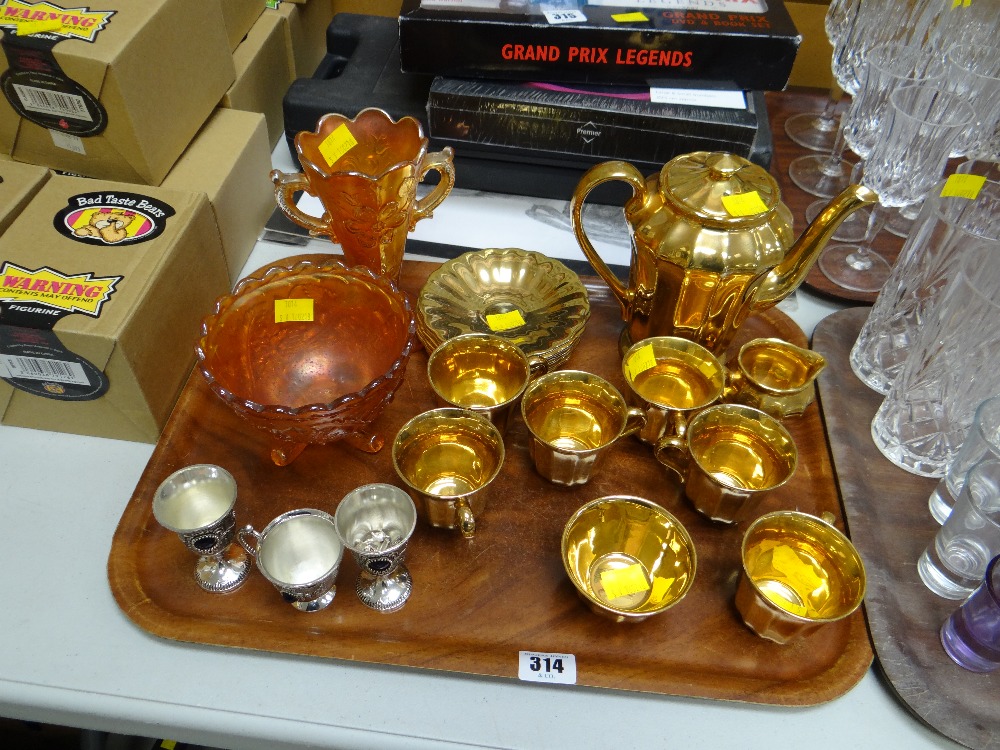 A Wade gilt coffee set, two items of carnival glass etc - Image 2 of 3