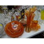 Parcel of mainly tangerine colour carnival glass