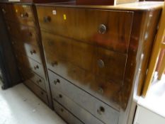 A pair of vintage mahogany six-drawer chests of drawers
