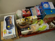 A crate of various electrical items including shavers, massagers, kitchen equipment etc E/T