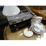 A Sony & a Panasonic DVD / CD player, anglepoise lamp & table fan E/T