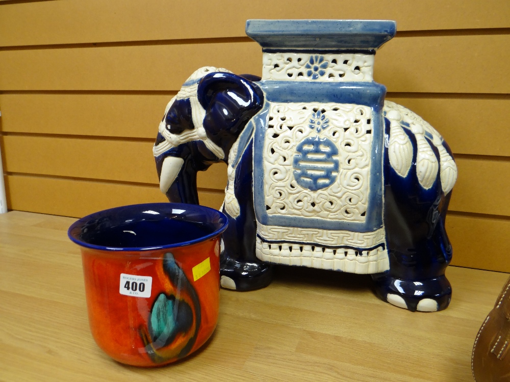 A Chinese ceramic elephant stool & a Poole pottery planter - Image 3 of 3