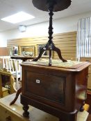 A vintage mahogany commode / stool, two reproduction tripod tables