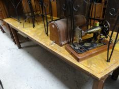 Vintage wooden narrow refectory-style dining table