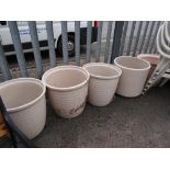 Five large ceramic garden planters (outside)