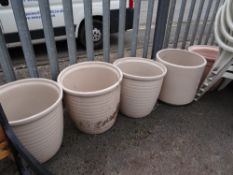 Five large ceramic garden planters (outside)