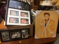 Box of various Elvis memorabilia including lap trays, photographs, prints etc together with a box of