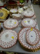 Large collection of Spode 'Fleur de Lys Red' dinnerware including four covered tureens, twelve plate