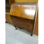 A vintage mahogany bureau base together with a vintage sliding door bookcase