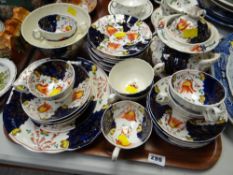 A tray of Gaudy Welsh teaware