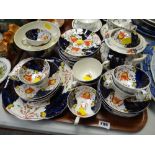 A tray of Gaudy Welsh teaware