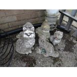 Parcel of composite stone garden animal ornaments (outside)