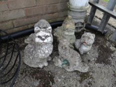 Parcel of composite stone garden animal ornaments (outside)