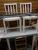 Vintage Formica topped kitchen table & two painted white chairs, tea trolley & clothes hanger