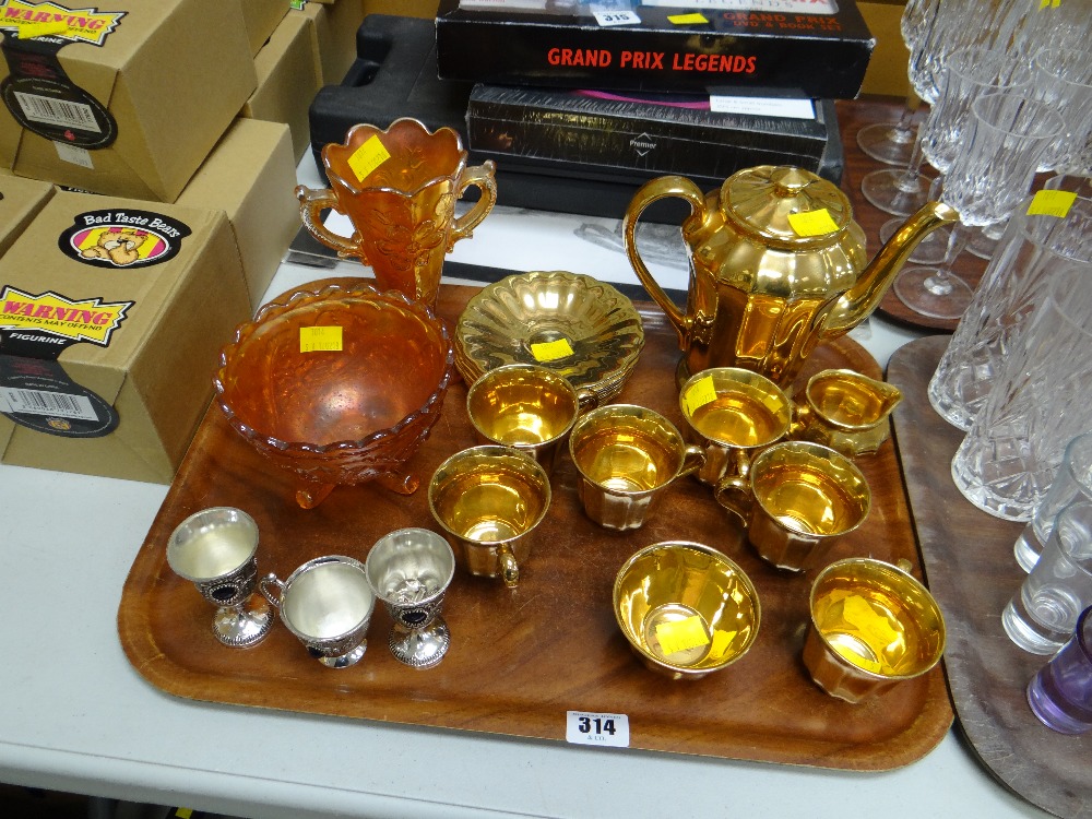 A Wade gilt coffee set, two items of carnival glass etc - Image 3 of 3