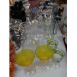 Collection of cut glass & other decanters etc including Dartington