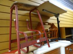 Parcel of furniture to include vintage metal & lightwood folding step stool, under bed table,