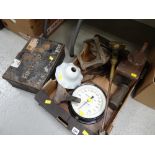 Collection of mainly vintage railway items including carriage lamp, Crawley of England heavy fuel