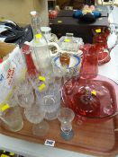Parcel of various glass & chinaware including cranberry & drinking glasses
