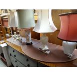 A parcel of five various table lamps & shades E/T