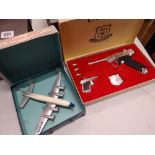 Boxed Dinky Supertoys Bristol Britannia Airlines model airplane together with a Lone Star Secret