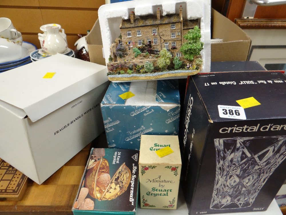 A boxed Danbury Mint 'Last of the Summer Wine', boxed crystal vases, chess set etc